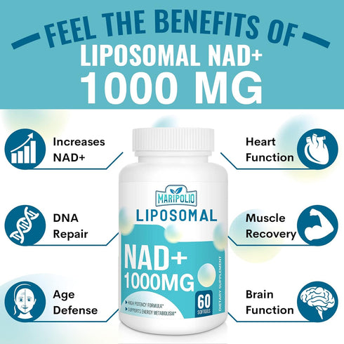 Liposomal NAD+ Supplement 1000 mg | Highest NAD Pontecy | Max Absorption | Pure NAD Supplement | Energy and DNA Repair, Aging Defense, Brain Funct...