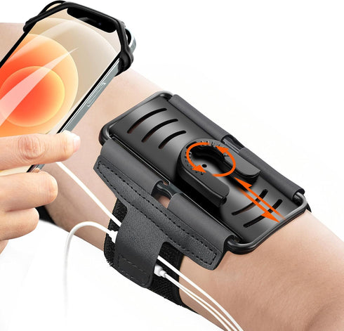 Cell Phone Running Armband - Detachable & 360° Rotatable Universal Cellphone Arm Band for iPhone 16 15 14 13 12 Pro Max Plus Samsung Galaxy Note S...