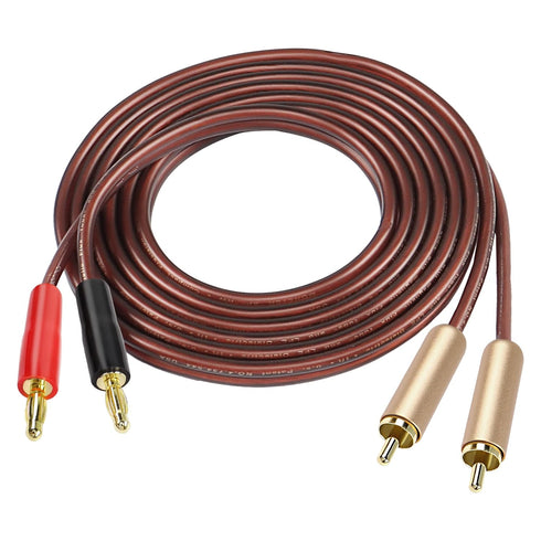 MEIRIYFA 2RCA Plugs to 2 Banana Plugs Speaker Wire, Dual Banana Plug to RCA Male Plug OFC HiFi Speaker Cable for Speaker Subwoofer - 2M...