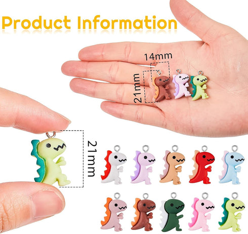 Waydress Dinosaur Pendant Charms, Small Dinosaur Resin Pendant Charms, Earring for DIY Jewelry Crafts Making, 10 Colors...