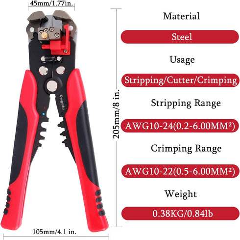 Delgada Wire Stripper Tool and Wire Stripper with Wire Stripping Tool and Wire Stipping Plier for Stripping Wire from AWG 24-10/0.2-6.0mm²...