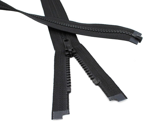 30" Ski & Sport Vislon Zipper ~ YKK #5 Molded Plastic ~ Separating - Black (1 Zipper/Pack) Made in USA...