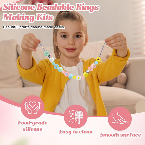 ZOCONE Silicone Beadable O Rings 65mm Silicone Bead Ring Round Silicone Bead Loop with Silicone Focal Bead for DIY Necklace Keychain Car Charm Jew...