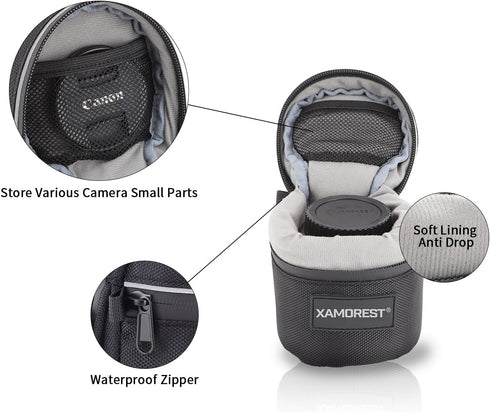 Camera Lens Case Lens Bag Compatible with Canon EF 24mm f 2.8/EF 50mm F 1.8¢ò, Nikon 35mm f1.8G/50mm f 1.8D/50mm f 1.4 and other Camera Lens Below...