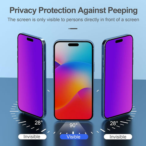 Compatible for iPhone 15 Pro Max Privacy Screen Protector Tempered Glass 6.7 Inch, Purple Gradient Anti Spy Anti Blue Light HD Easy Installation.....