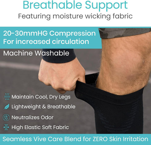 Vive Calf Compression Sleeve for Men & Women 20-30mmHg (1 Pair) - Footless Calf Support Leg Compression Socks for Shin Splint, Pain Relief, Diabet...