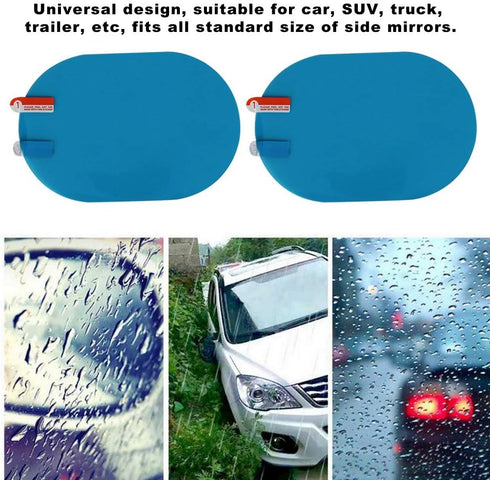 Qiilu 2 Pieces Car Rearview Mirror Film, Rainproof Waterproof Mirror Film Anti Fog Film Blind Spot Mirror for Car Rear View Mirrors Side Windows O...