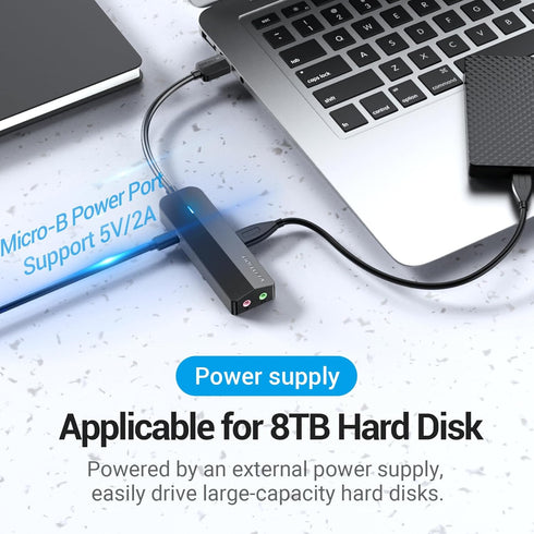 VENTION USB 3.0 Hub 3-Port USB Sound Card 2 in 1 External Stereo Audio Adapter 3.5mm with Headphone and Microphone High Speed for Laptop Computer ...
