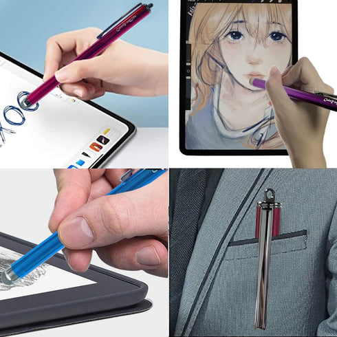 3-Pack 5.3'' Micro-Knit Mesh Tip Capacitive Stylus Pens for Touch Screens with Replaceable Fiber Tips, Universal Stylus Pens and Cleaning Cloth (H...