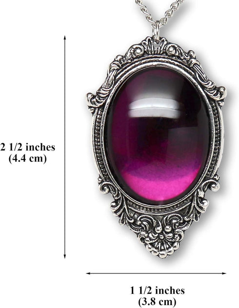 Purple Cabochon in Antiqued Silver Finish Pewter Frame Pendant Necklace...