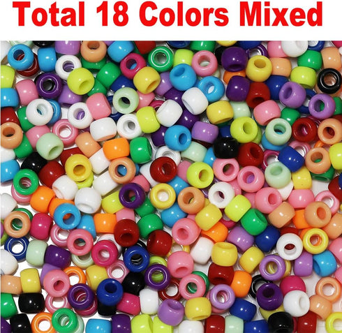 Crayon Color Mixed Pony Beads for Friendship Bracelet Making Size 6x9mm 1000pcs...