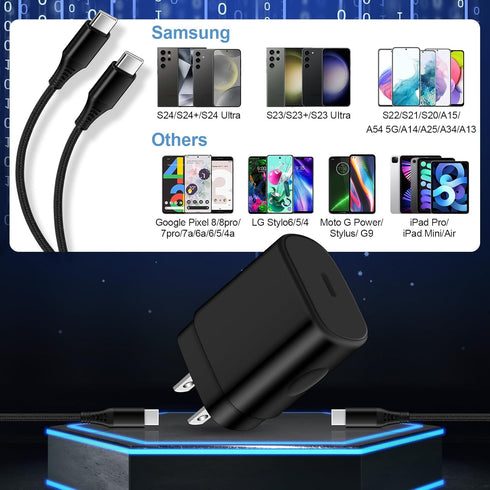 25W Super Fast Samsung A55 A15 A54 Type C Charger USB C Charging Block for Samsung Galaxy A35 S24 A14 5G S23 Ultra S22 S21 FE S20 Z Flip5 Fold5,Wa...