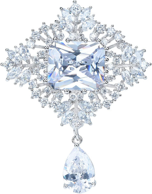 Sparkling Cubic Zirconia Butterfly Brooch Pin Pave CZ Flower Lapel Pin Clear Crystal Pins for Women Bridal...