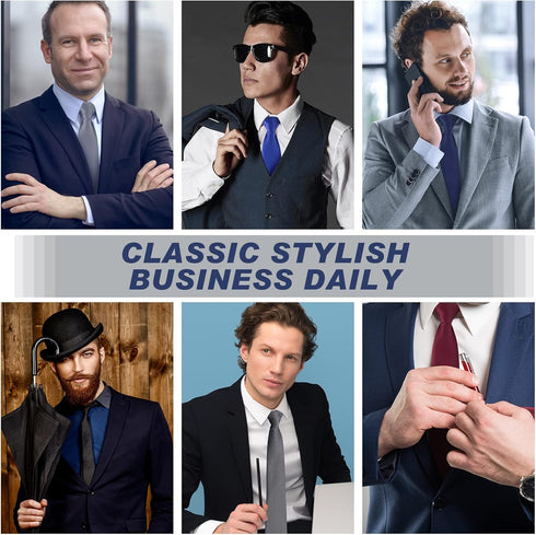 Haysandy 6 Pcs Clip on Ties for Men Solid Color Men's Tie Clip on Necktie 20 Inches Pretied Ties for Office School Uniforms...