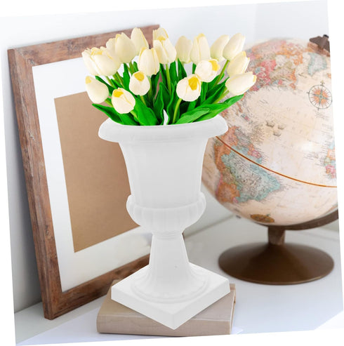 DOITOOL Flowerpot Urn Shaped Flower Pot Flower Vase Footed Plant Pot Vases for Flowers Floral Art Vase Creative Flower Pots Pedestal Glass Vase Wh...