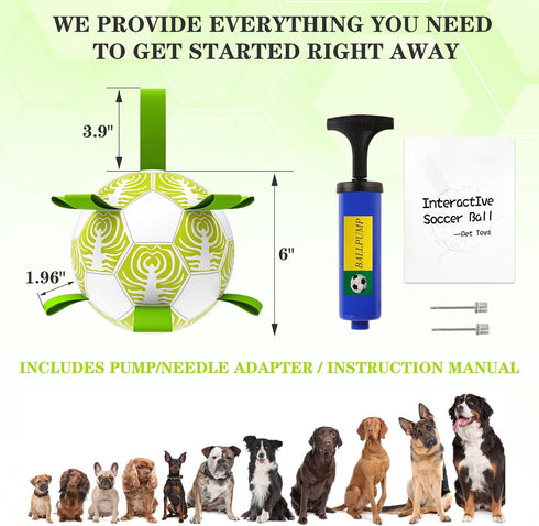 Dog Toys Soccer Ball with Straps, World Cup Interactive Toys for Tug of War, Dog Water Toys, Puppy Birthday Gifts for Small & Medium Dogs (Cabbage...