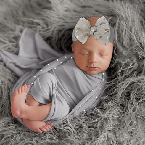 SPOKKI 4 Pcs Newborn Photography Props Outfits- Baby Long Ripple Wrap and Toddler Swaddle Blankets Photography Mat with Cute Headbands for Infant ...
