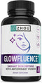 Zhou Glowfluence Hyaluronic Acid Supplement with Vitamin C and Antioxidants, Skin Elasticity and Firmness Support for Youthful Radiant Skin, Blend...
