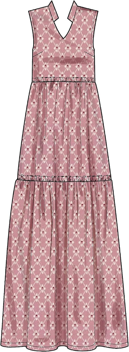 Simplicity Misses' and Women's Tiered Dress Packet, Code 9265 Sewing Pattern, Sizes XXS-XXL, White...