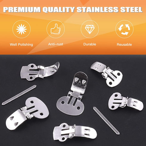80Pcs 3 Sizes Stainless Steel Flat Blank Shoe Clips with Locking Pins Kit for DIY Supplies Crafting Shoe Clip Findings Hardware Accessories - 25mm...