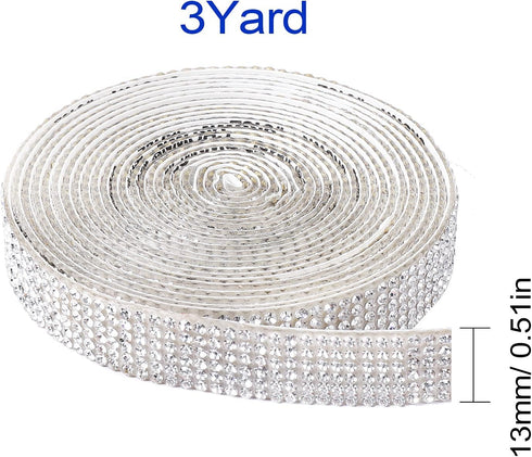 Berenlu Self Adhesive Crystal Rhinestone Diamond Ribbon?Rhinestone Decorative Sticker with 2mm Rhinestones, Diamond Crystal Sticker for Car Decora...