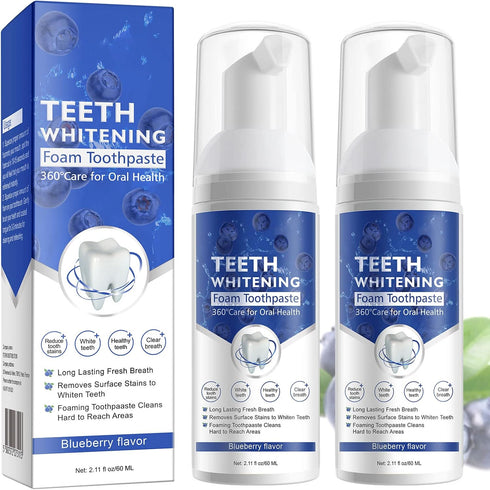 2 Packs Foam Toothpaste, Whitening Toothpaste, Baking Soda Toothpaste, Ultra-fine Mousse Foam Deeply Cleaning Gums, for Great Oral Care & Whitenin...