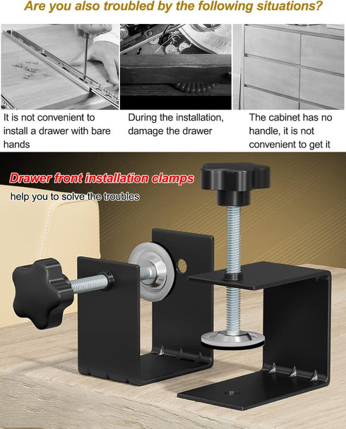 JEEJINYAN® 4 Pcs C Clamps, Drawer Front Installation Clamps, Cold-Rolled Steel Clamps for Woodworking, Can Be Used as Door Installation Tools and ...