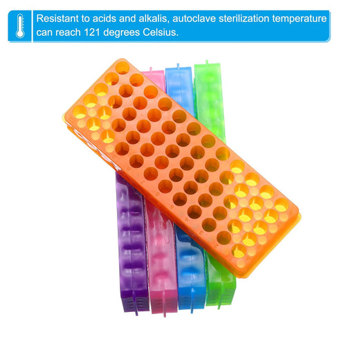 PATIKIL 60 Wells Tube Rack, 1set Vial Rack Double Panel Centrifuge Tube Holder for Microcentrifuge Tubes 0.2/0.5/1.5/2ml, Red,Purple...