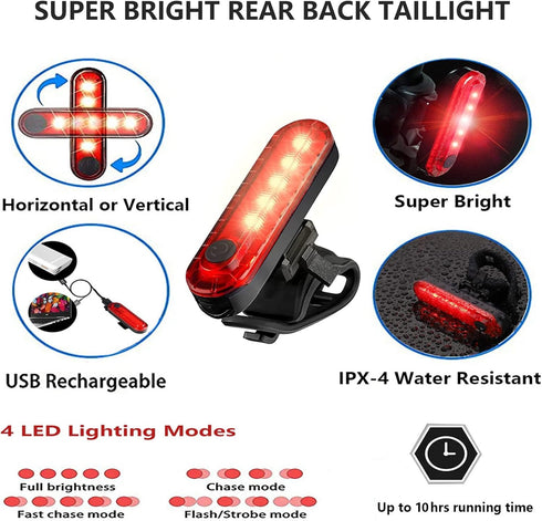 Kids Bike Lights for Night Riding, Girls Bike Horn Lights, Rechargeable Bike Headlight and Tail Light Set, Scooter Light for Adults, 120dB Speaker...