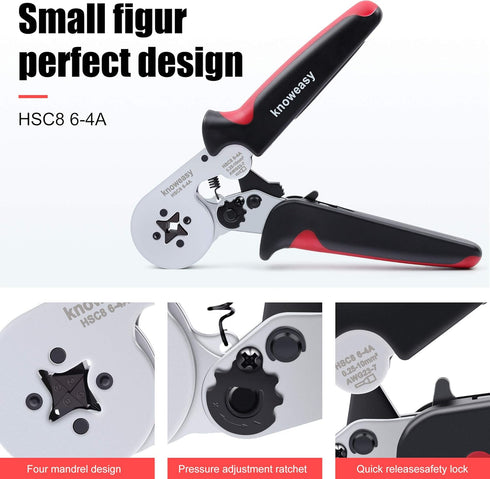 Ferrule Crimping Tool,Knoweasy HSC8 6-4A Ferrule Crimper and Wire Crimping Tool Used for 23-7 AWG (0.25-10 mm²) Cable End-Sleeves...