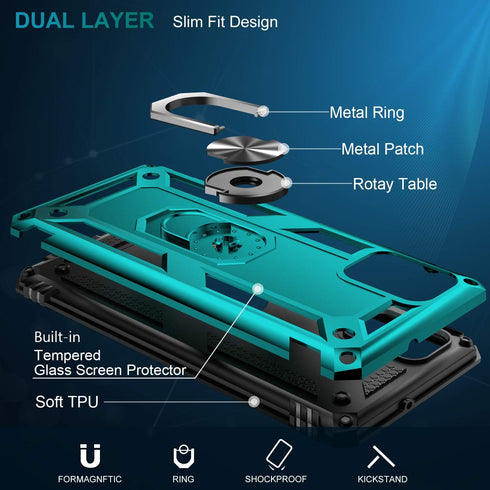 LUMARKE for Galaxy A51 4G Case with Screen Protector,Pass 16ft. Drop Tested Military Grade Protective Phone Cover with Magnetic Ring Kickstand Com...