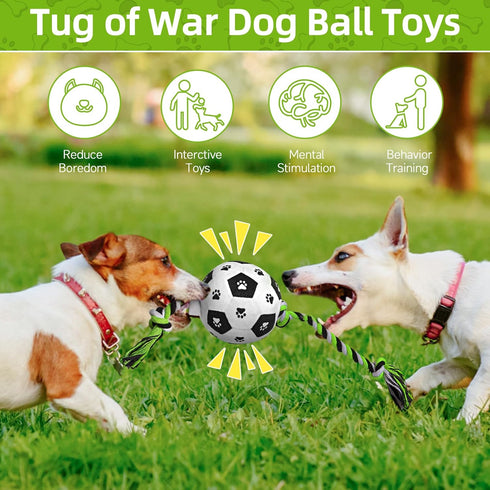 Dog Balls on Rope, Dog Soccer Ball with Strap, Tug of War Soccer Ball for Dogs, Outdoor Dog Toys, Dog Plush Toys for Small Medium Dogs, Dog Birthd...