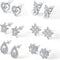 6 Pairs Earrings Set, Hypoallergenic Cubic Zirconia Stud, 925 Sterling Silver Simulated, 9-12 mm, Diamond Pearl Earrings, Jewelry Gif...