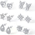 6 Pairs Earrings Set, Hypoallergenic Cubic Zirconia Stud, 925 Sterling Silver Simulated, 9-12 mm, Diamond Pearl Earrings, Jewelry Gif...