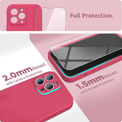 SURPHY Compatible with iPhone 13 Pro Max Case with Screen Protector, (Camera Protection + Soft Microfiber Lining) Liquid Silicone Phone Case 6.7 i...