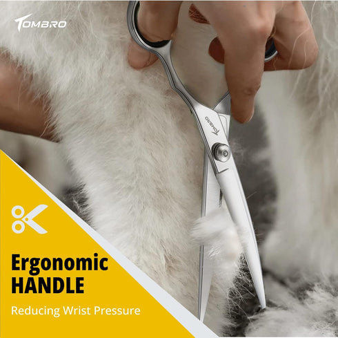 7.0" Curved Dog Grooming Scissors Professional Curved Scissors for Pets 6CR Stainless Steel Pet Grooming Scissors with Safe Round Tips,Pets Groomi...