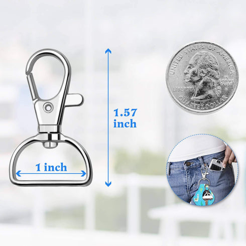 Key Chain Clip Hook, Anezus D Ring Clip Keychain Lanyard Swivel Snap Hooks Clip on Key Ring for Crafts and Purse Hardware (1 inch)...