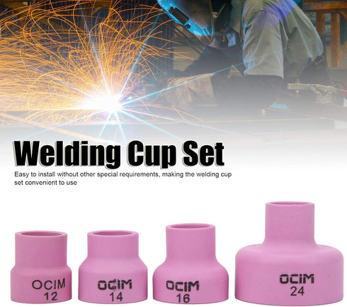 0.1In Ceramic Welding Cup Set, 2.4mm Thickness Alumina Torch Gas Lens Kit Welding Equipment Industrial Supplies WP 17 18 26 1.6 MultiModel Combina...