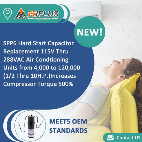 SPP6 Hard Start Kit for Air Conditioner,AC Hard Start Capacitor,Increases Starting Torque 500% from 4,000 BTU Window Units to 120,000 BTU Commerci...