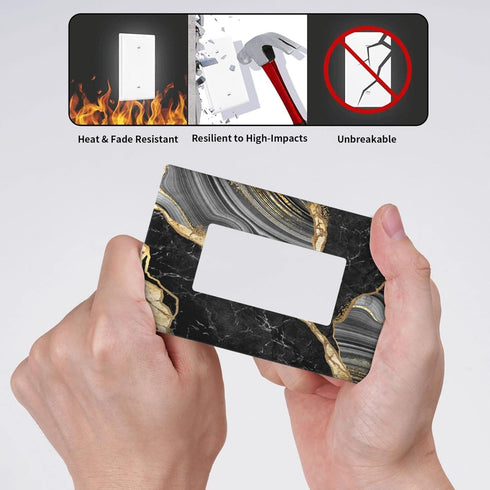Black Gold Marble Single Gang Rocker Light Switch Plate Cover Decor Wall Plate Cover For Home Bedroom Kitchen Decorative 4.4 * 2.7 Inches Standard...