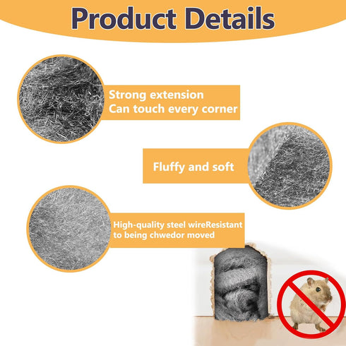 Steel Wool for Mice Control - 1 Pack, 3.2"x12ft Wool, Gap Filler for Home & Garage, DIY Bundle with Gloves & Scissors...