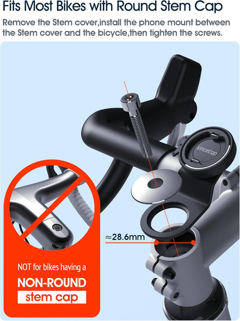 Bike Phone Mount,Mountain Bicycle Stem Cell Phone Holder,Universal Aluminum Handlebar Phone Clamp,MTB / Road E-Bike Cycling Mobile Phone Clip,Quic...