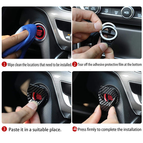 Universal Engine StartStop Push Button Cover Aluminum Alloy Car Power Control Trim for Honda Civic Accord CRV XRV Dodge Challenger Charger Toyota ...