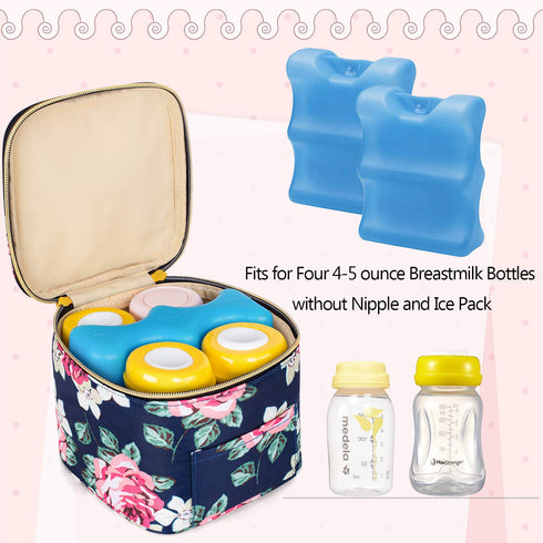 Teamoy Breastmilk Cooler - Bottle Bag for 4 Large 5 Oz Bottles, Perfect for Working Moms, Peony...