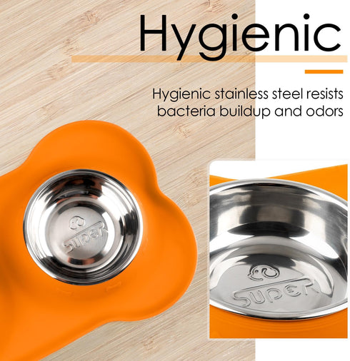 SUPERDESIGN Dog Bowls 2 Stainless Steel Puppies Bowl with No Spill Non-Skid Silicone Mat Pet Water and Food Feeder Bowls for Feeding Small Medium ...