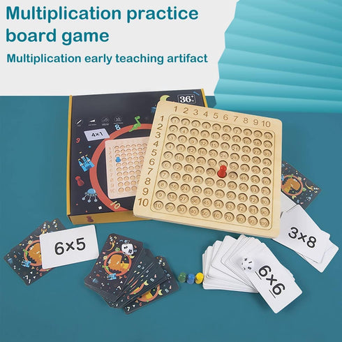 Wooden Math Multiplication Board Montessori Children Counting Toy Math Table Board Game Educational Preschool Counting Toys for Kids Over 3 Years ...