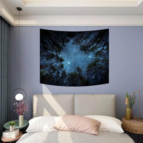 Tileranois Starry Sky Tapestry Starry Night Forest Nature Scenery Landscape Tapestry Living Room Bedroom Decoration Tapestry 5x4FT 150x120cm...