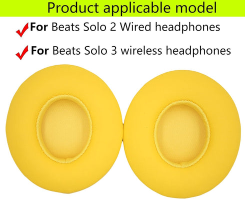 Replacement Ear Pads Compatible with Beats Solo 2.0 Solo 3.0 Wireless Headphones Soft Comfort Protein Leather Memory Foam Resilient (Yellow)...