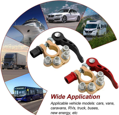 Car battery terminal connectors,2Pcs 4 Way Quick Disconnect Release Terminal Clip,Car Marine battery Terminal Clamps with Allen Wrench for SAE/JIS...