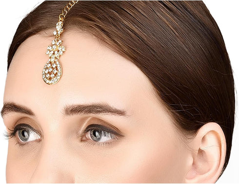 Touchstone Indian Bollywood Stylish Contemporary Designer Jewelry Wedding Head Accessory Mangtika With Beautiful Chain For Women In Gold or Silver...